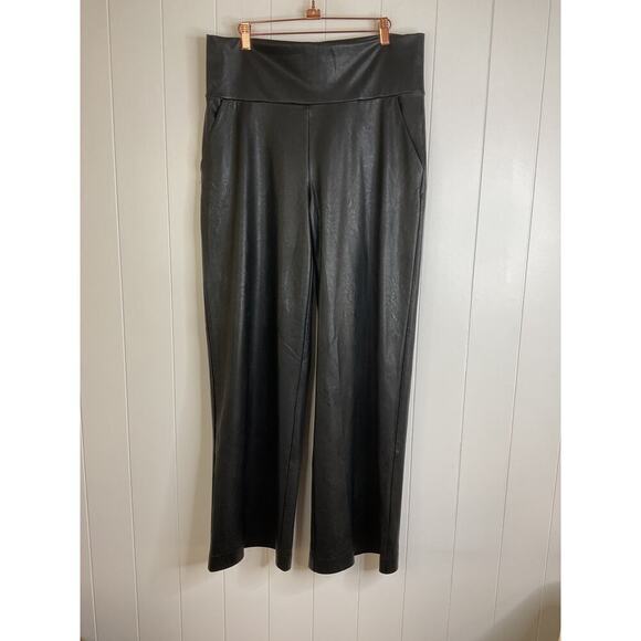 Commando Black Faux Leather Wide Leg High Waist Pull On Pants Size Large NWT - Picture 3 of 9